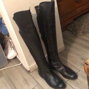 OTK knee boots . Black with elasticize fabric and leather size 9
